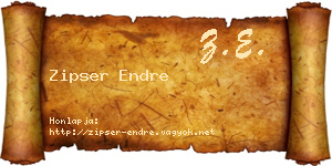 Zipser Endre névjegykártya